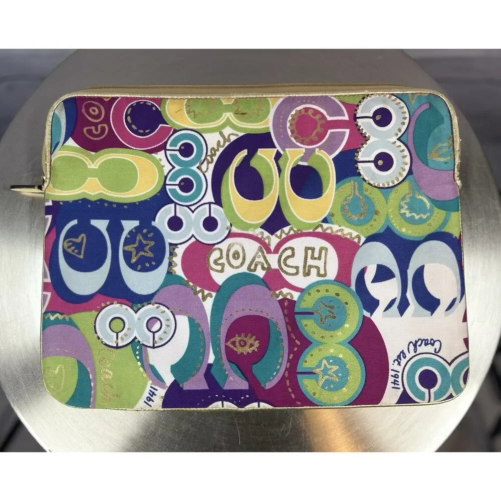 Coach Poppy Pop C Graffiti Padded Laptop Sleeve Multicolor Zip Case